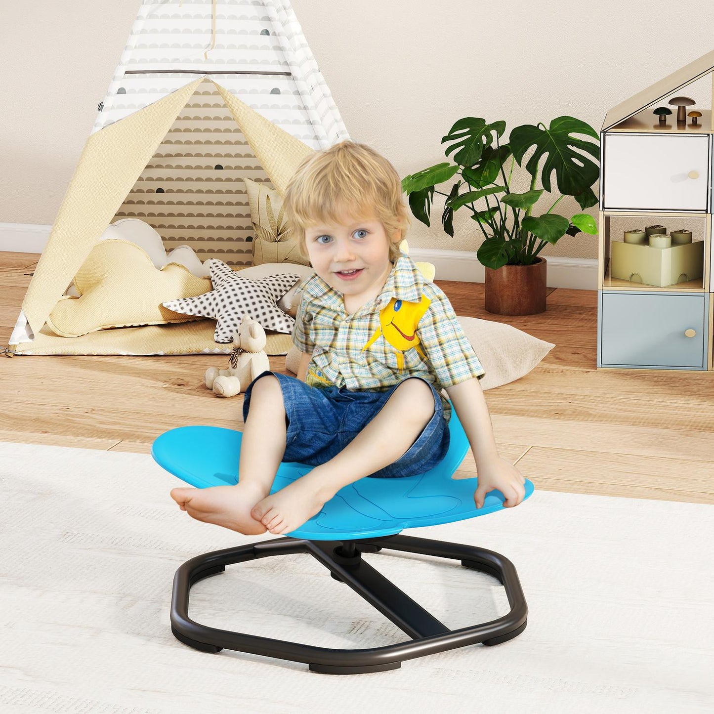 Sensory Spinning Chair for Kids, Butterfly Shape, Blue