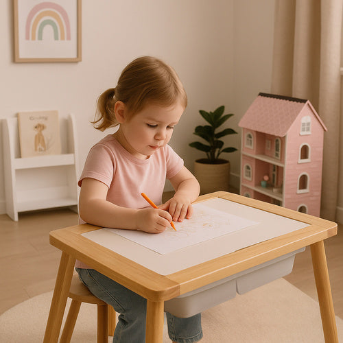 Sensory Table with Chair, Beech Wood, Double-Sided