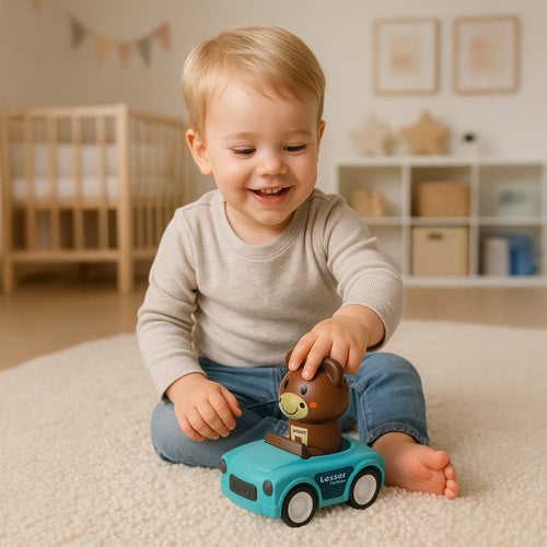 Sensory Toy Cars with Animals, 4-Pack, Push-and-Go