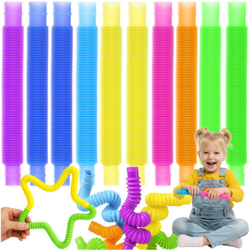 Sensory Tubes Set, 10 Pcs, Flexible & Colorful, Anti-Stress