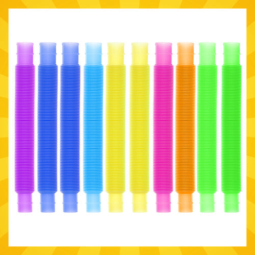 Sensory Tubes Set, 10 Pcs, Flexible & Colorful, Anti-Stress