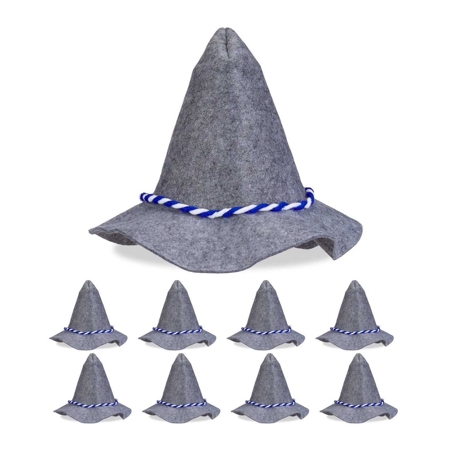 Seppel hat with blue and white cord set of 9
