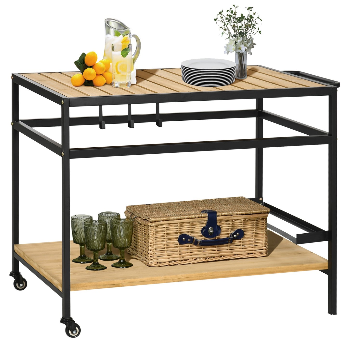 Outdoor trolley with shelves and hooks - 107 x 65 x 80 cm