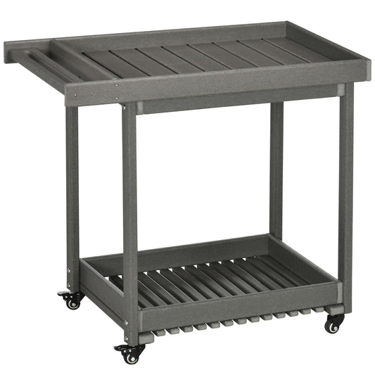 Outdoor barbecue cart with towel rack and 2 shelves, 87x50x80cm
