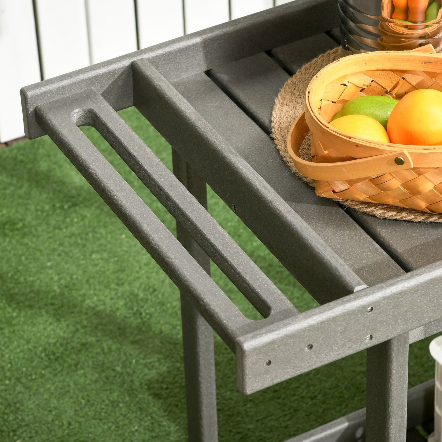 Outdoor barbecue cart with towel rack and 2 shelves, 87x50x80cm