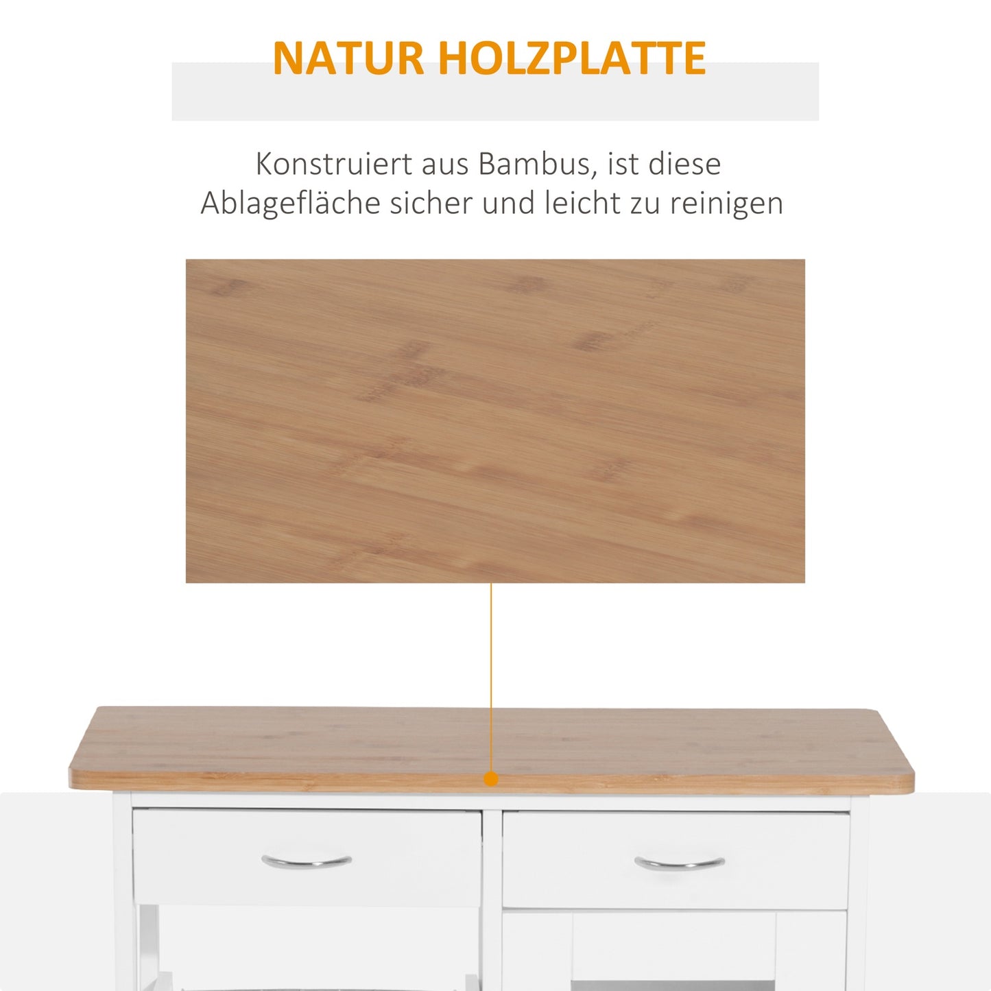 White wooden kitchen trolley - Practical and stylish design