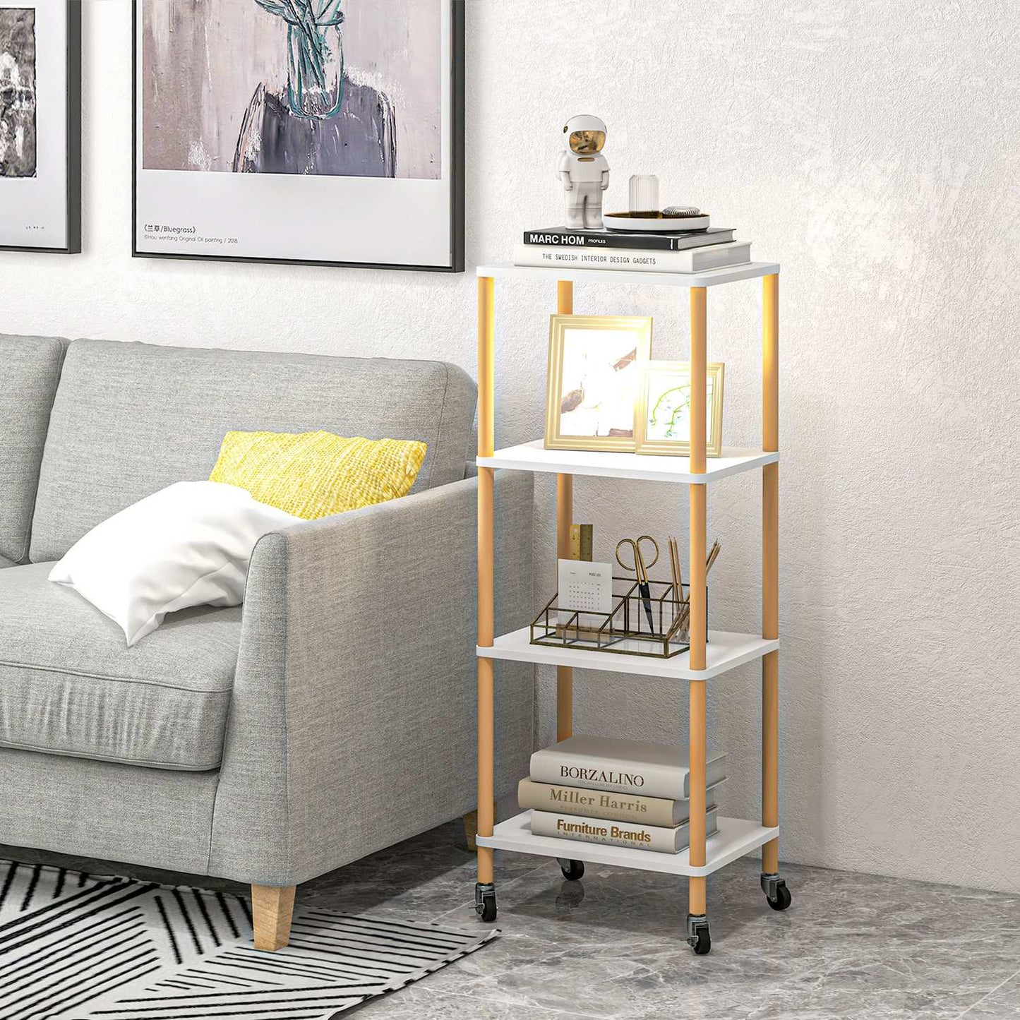 Serving trolley in steel, 4-level, 40x30x105.5 cm