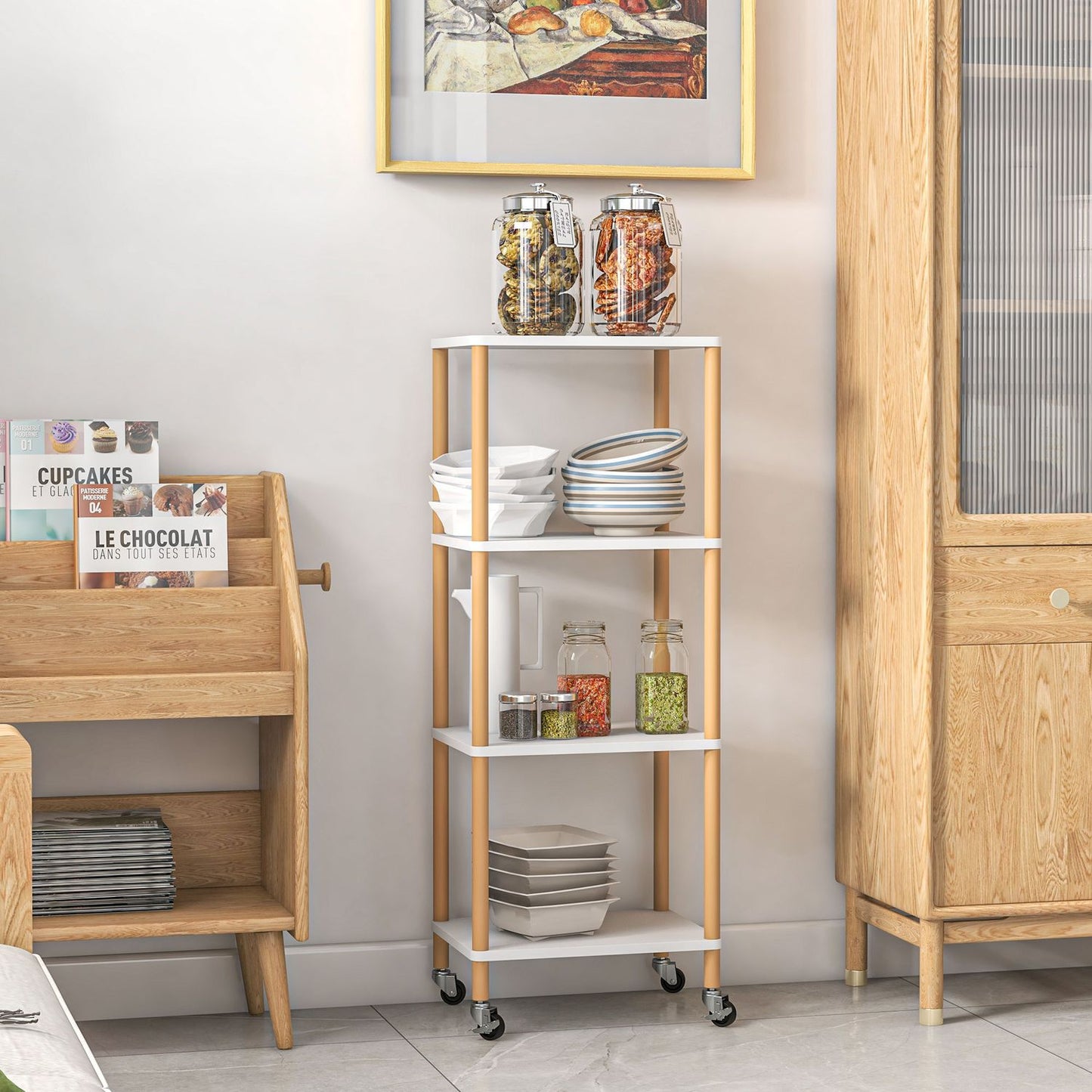 Serving trolley in steel, 4-level, 40x30x105.5 cm