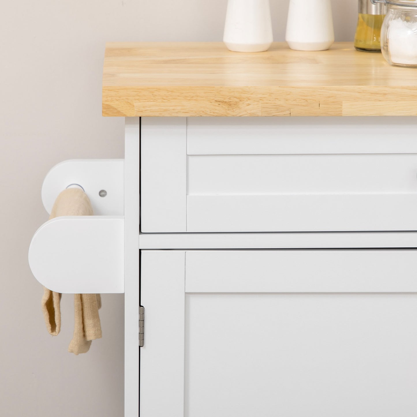 Kitchen trolley with worktop, spice rack & towel holder