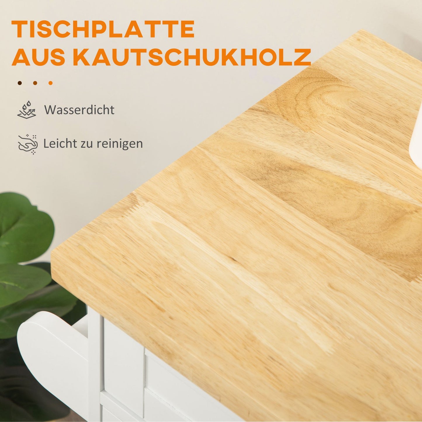 Kitchen trolley with worktop, spice rack & towel holder