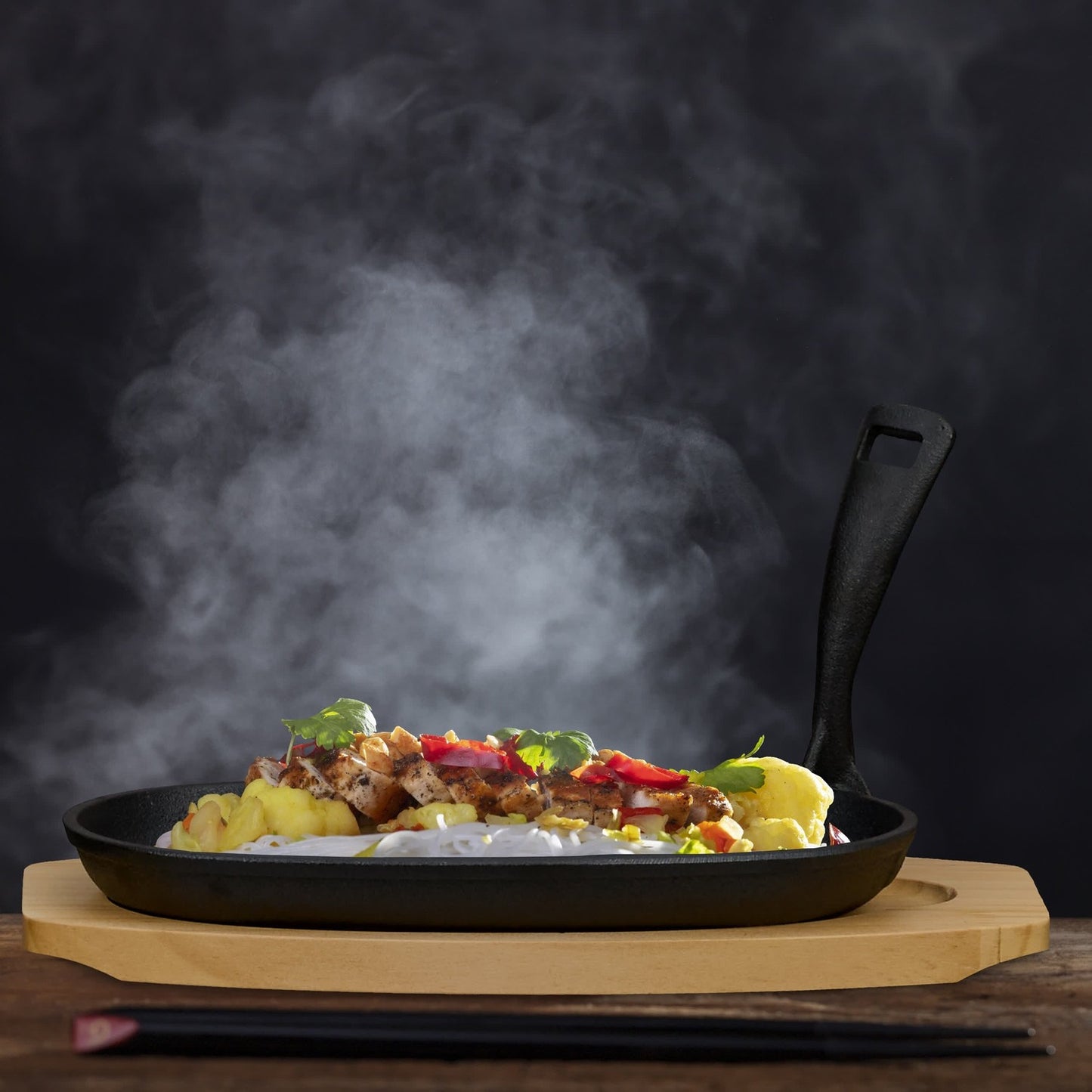 Serving pan with wooden base 2-pack