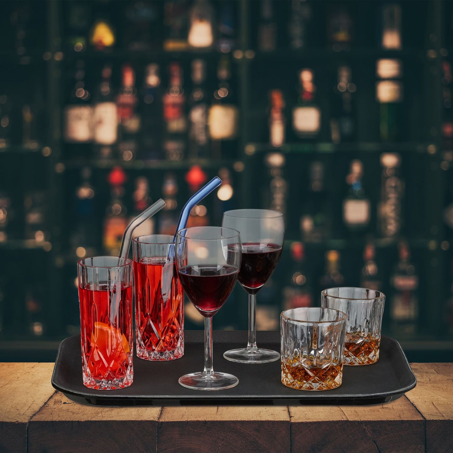 Serving tray 6-pack black
