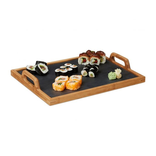 Serving tray with slate plate