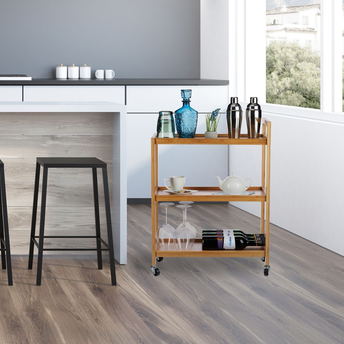 Serving trolley bamboo