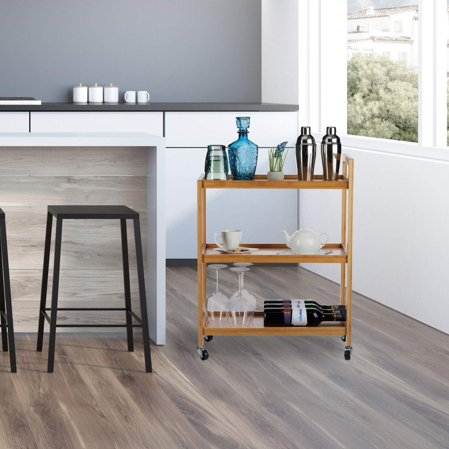 Serving trolley bamboo