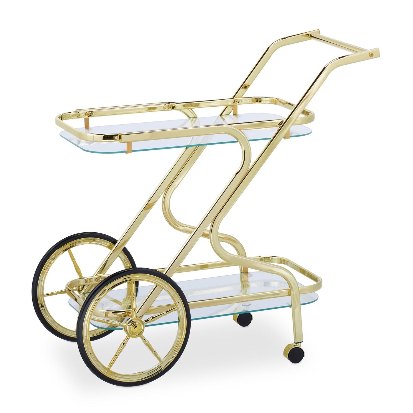 Serving trolley brass and glass