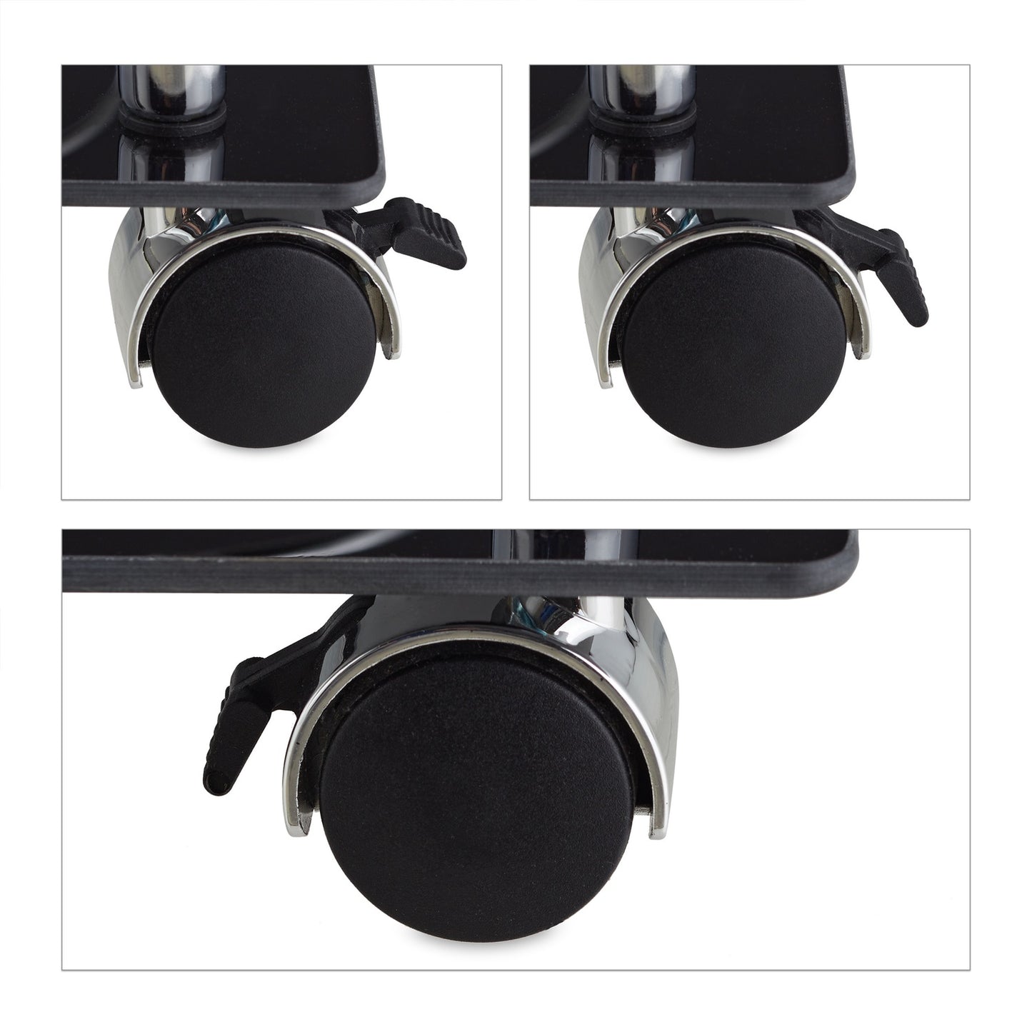 Serving trolley chrome and black glass