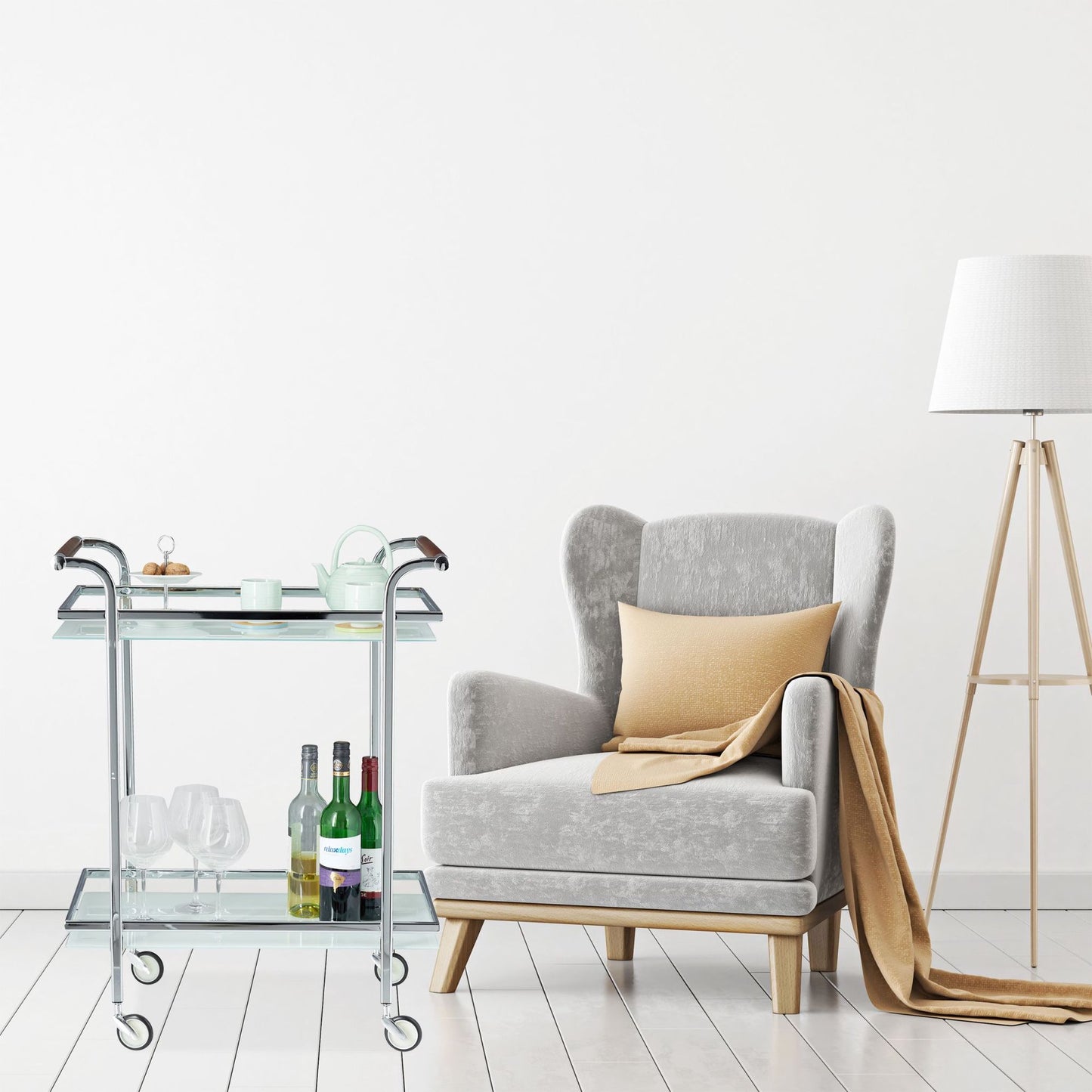 Serving trolley frosted glass