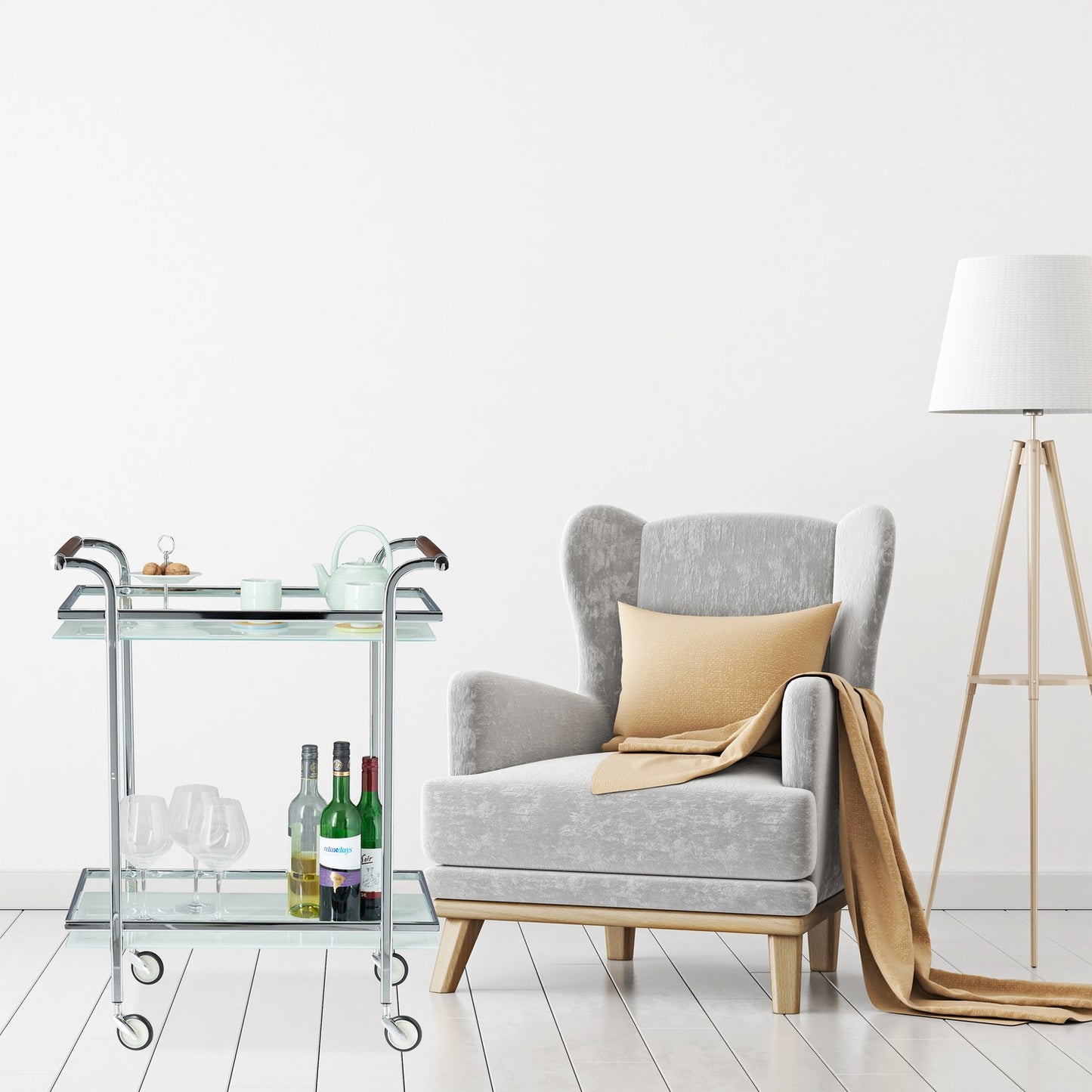 Serving trolley frosted glass