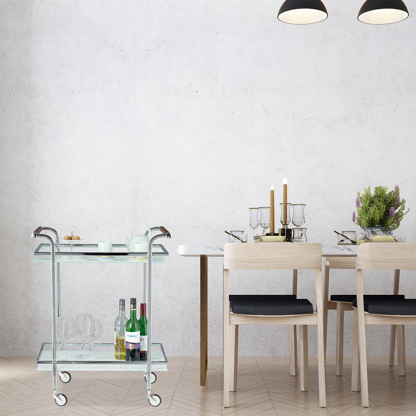 Serving trolley frosted glass