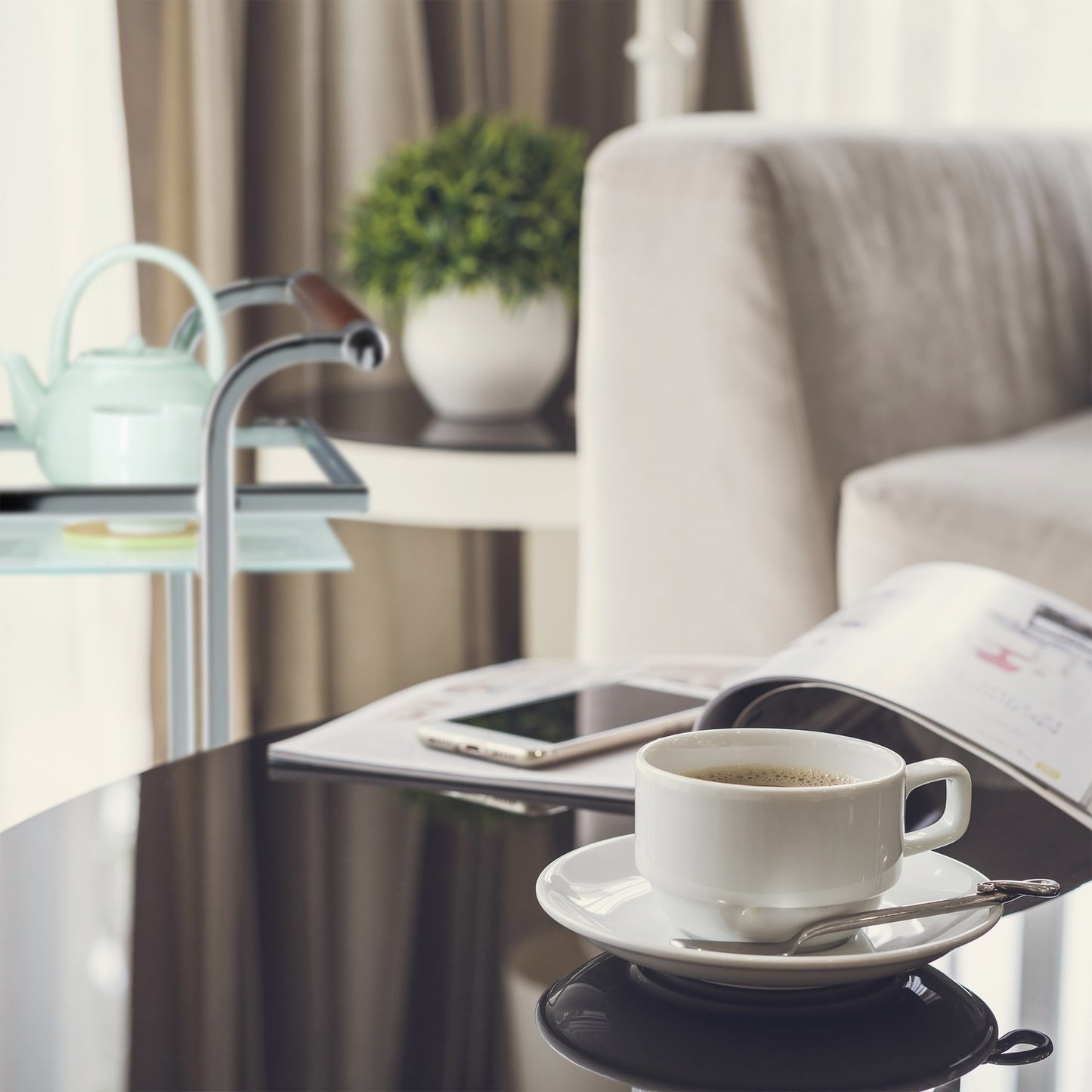 Serving trolley frosted glass