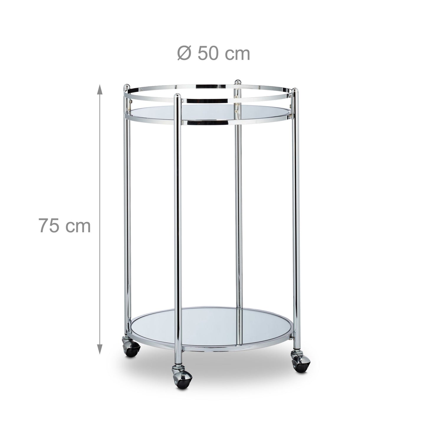 Serving trolley round silver