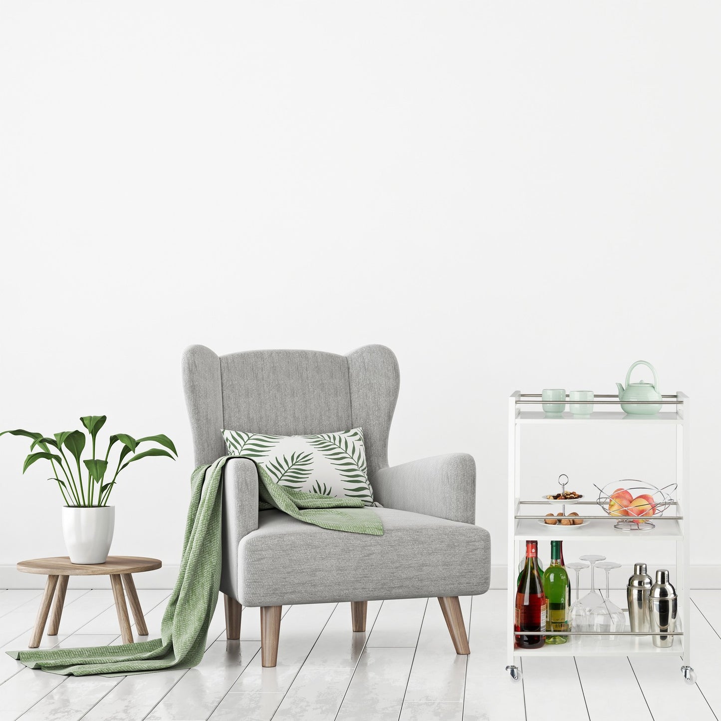 Serving trolley with 3 levels