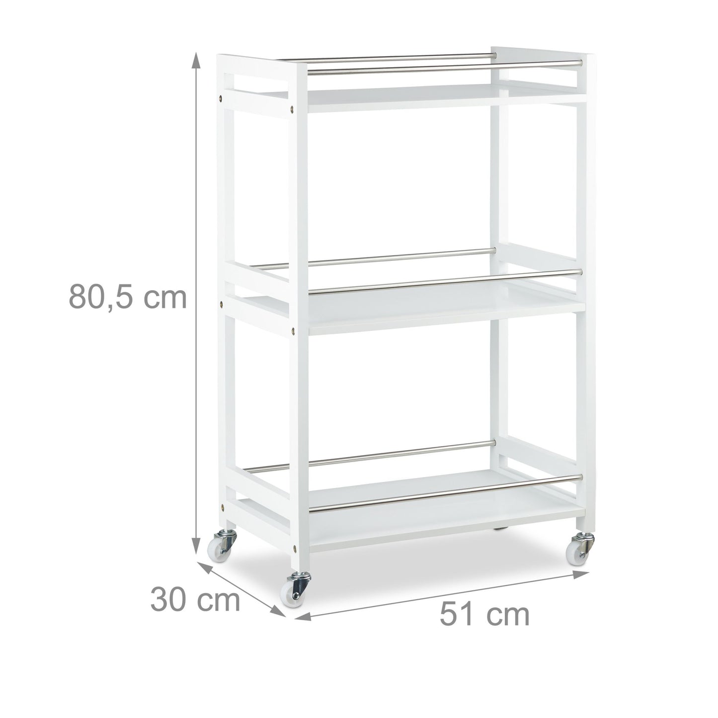 Serving trolley with 3 levels
