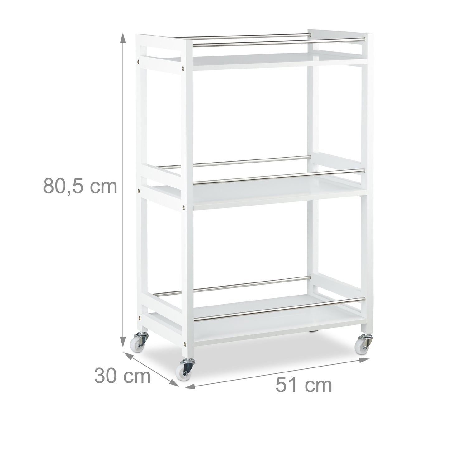 Serving trolley with 3 levels