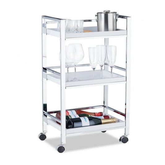 Serving trolley with 3 removable trays
