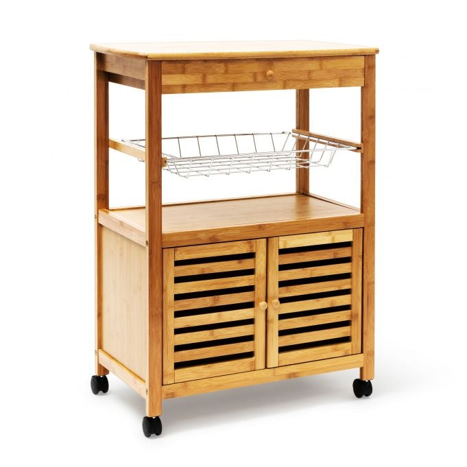 Serving trolley with cabinet compartment