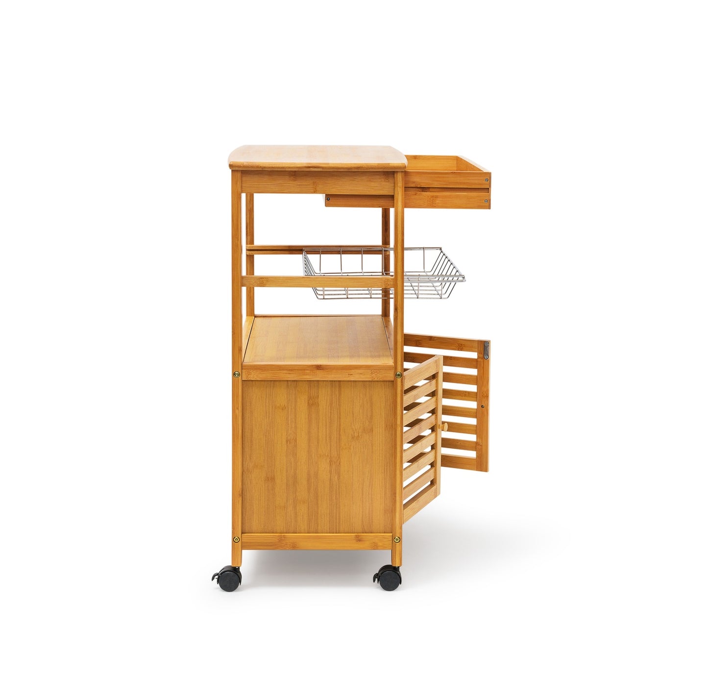 Serving trolley with cabinet compartment