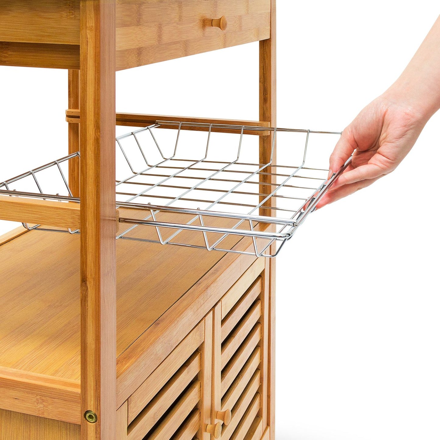 Serving trolley with cabinet compartment