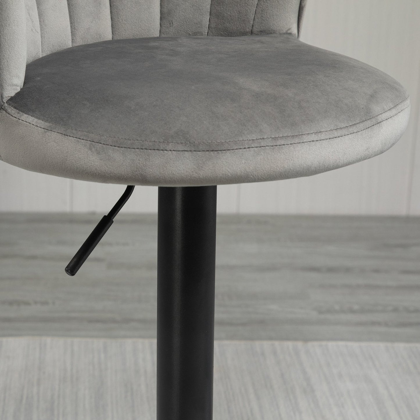 Adjustable Swivel Velvet Bar Stools, Set of 2, Gray