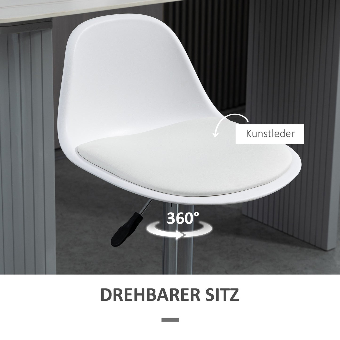 Adjustable Swivel Bar Stools, Set of 2 - White Faux Leather