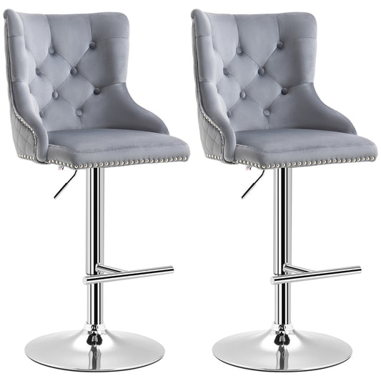 Adjustable swivel bar stools, set of 2 with footrests