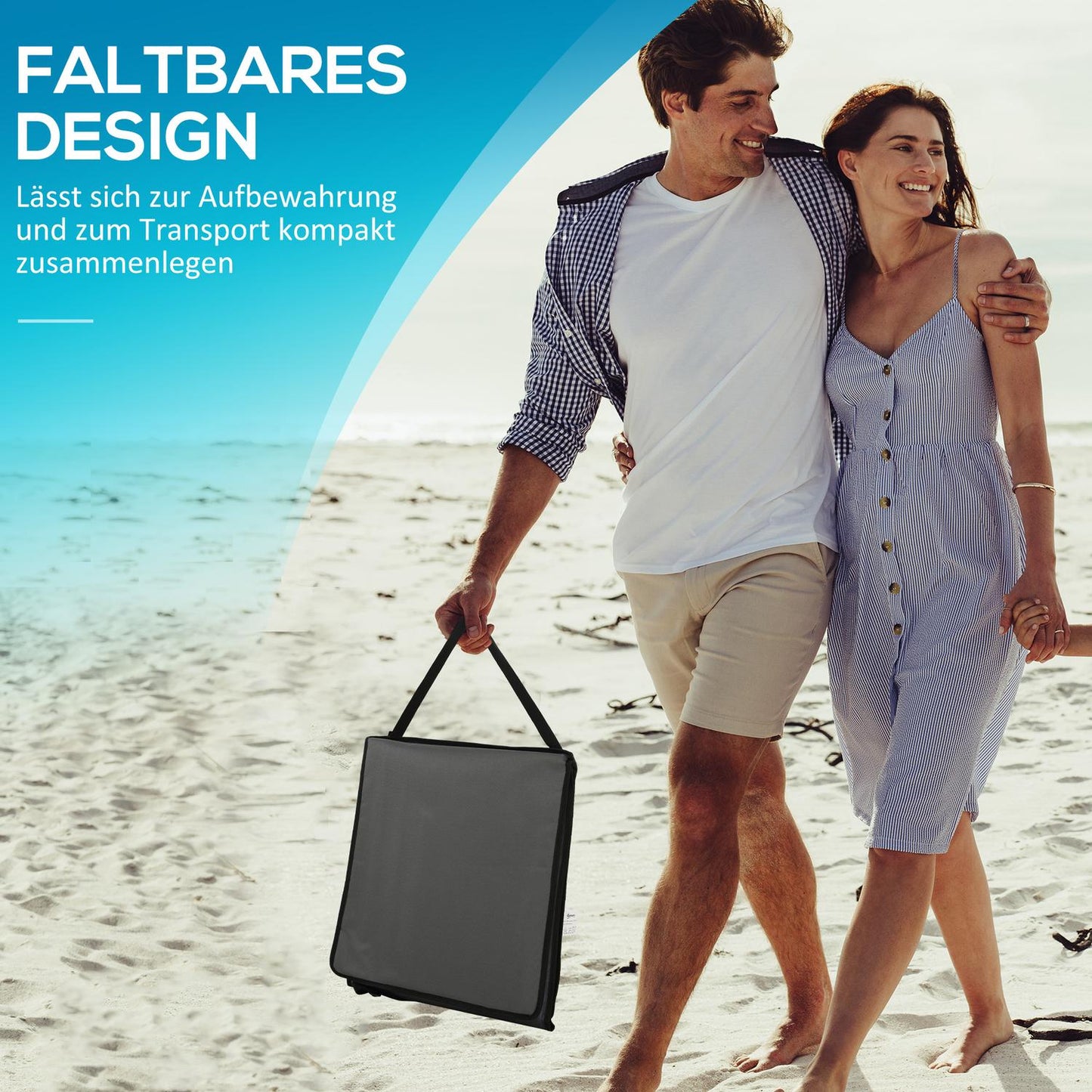 Folding beach chair set, adjustable, with carry bag