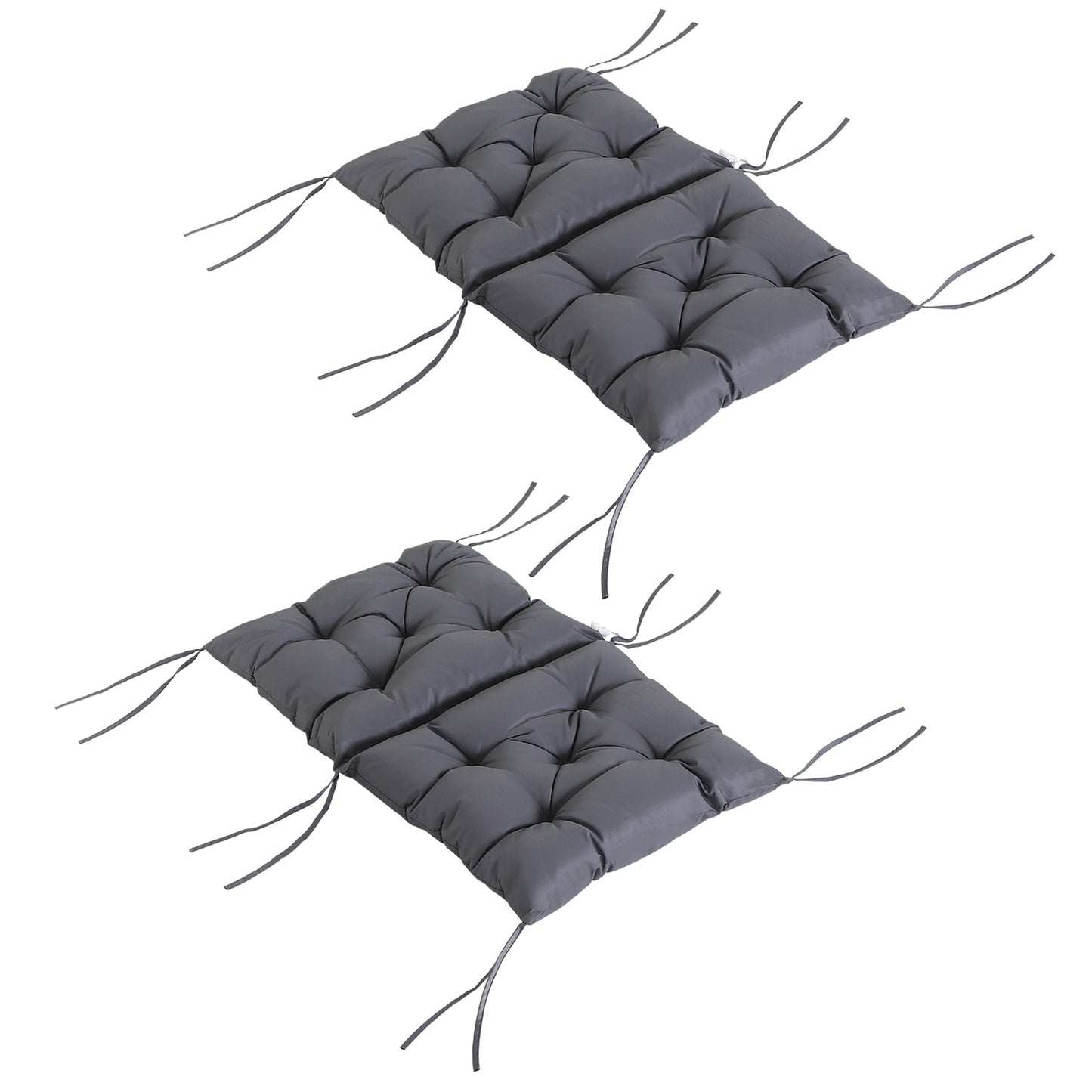 Set of 2 gray seat cushions for garden chair with low back