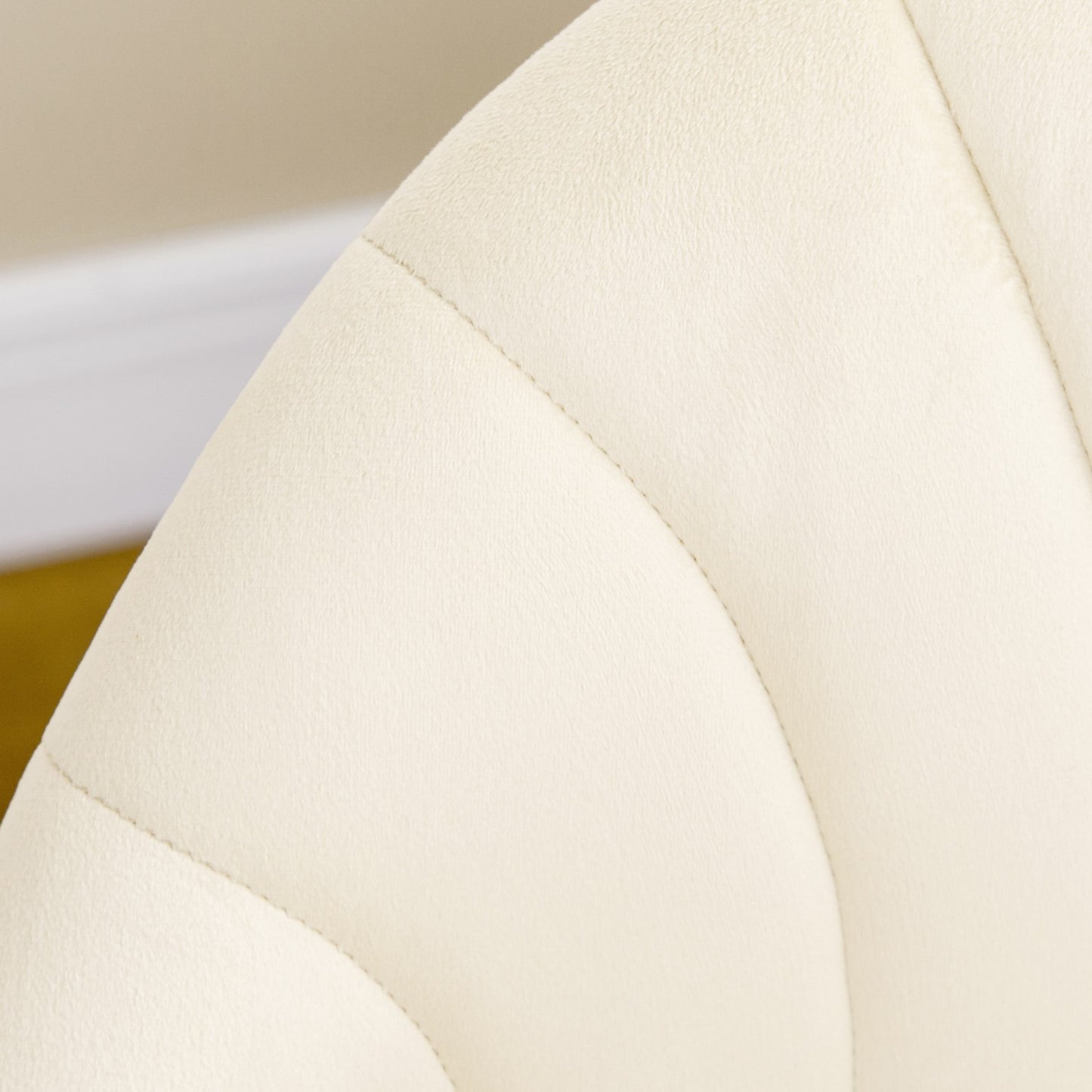 Set of 2 upholstered dining chairs, Velvet Look, Cream