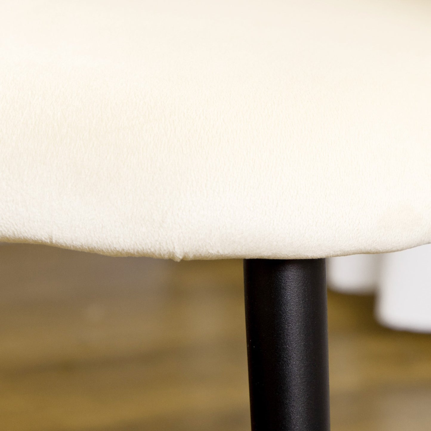 Set of 2 upholstered dining chairs, Velvet Look, Cream
