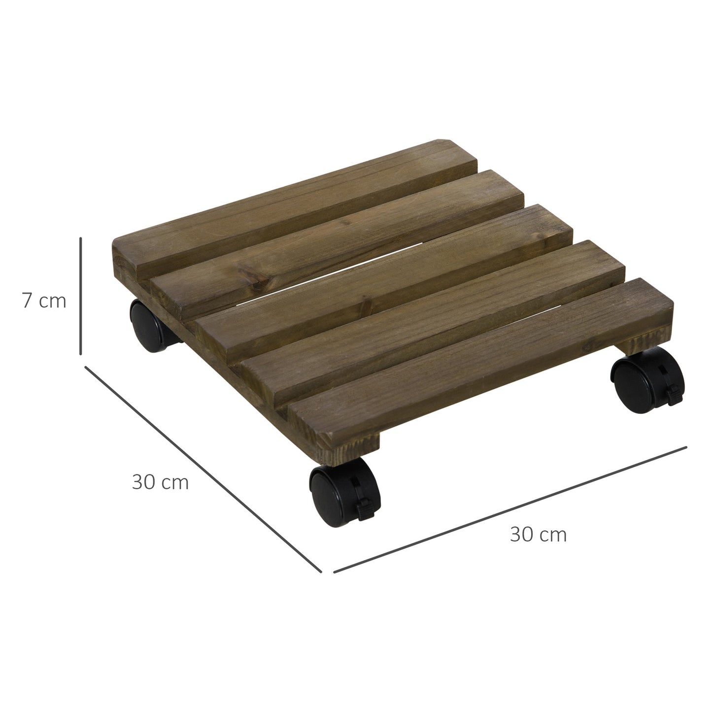 Rolling plant stand with brakes - Set of 2, 30x30cm, dark brown