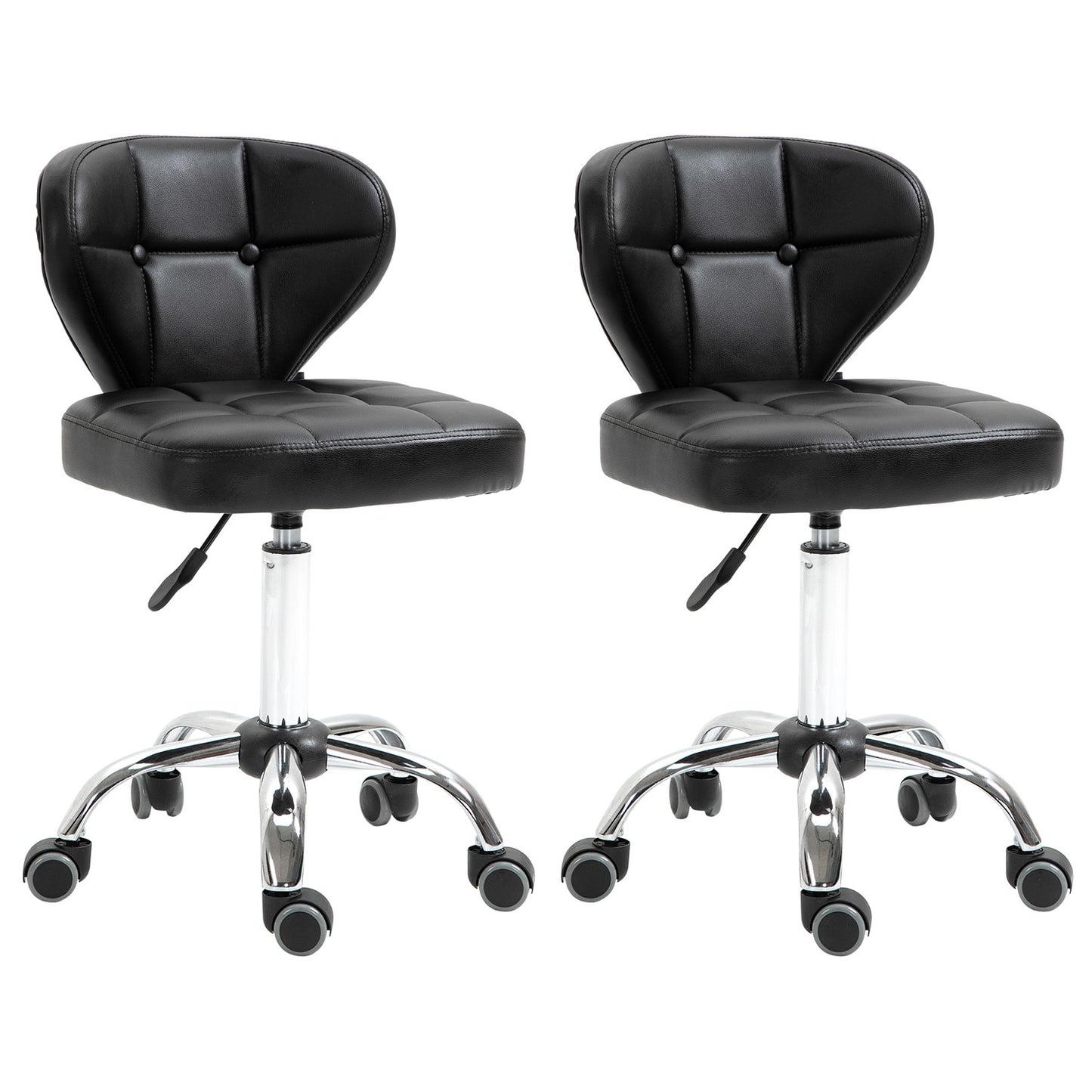Set of 2 dark gray swivel wheelchairs, adjustable height