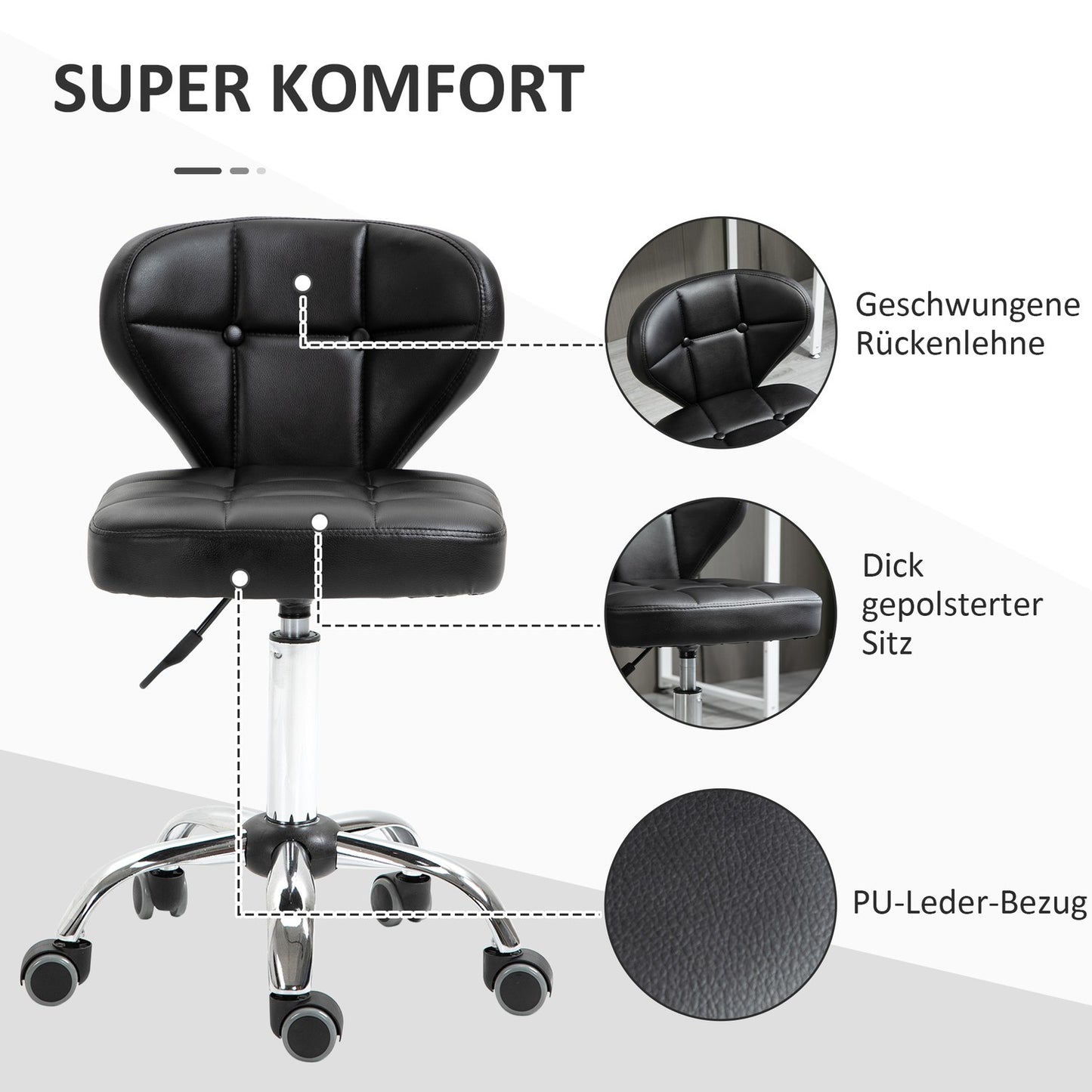 Set of 2 dark gray swivel wheelchairs, adjustable height