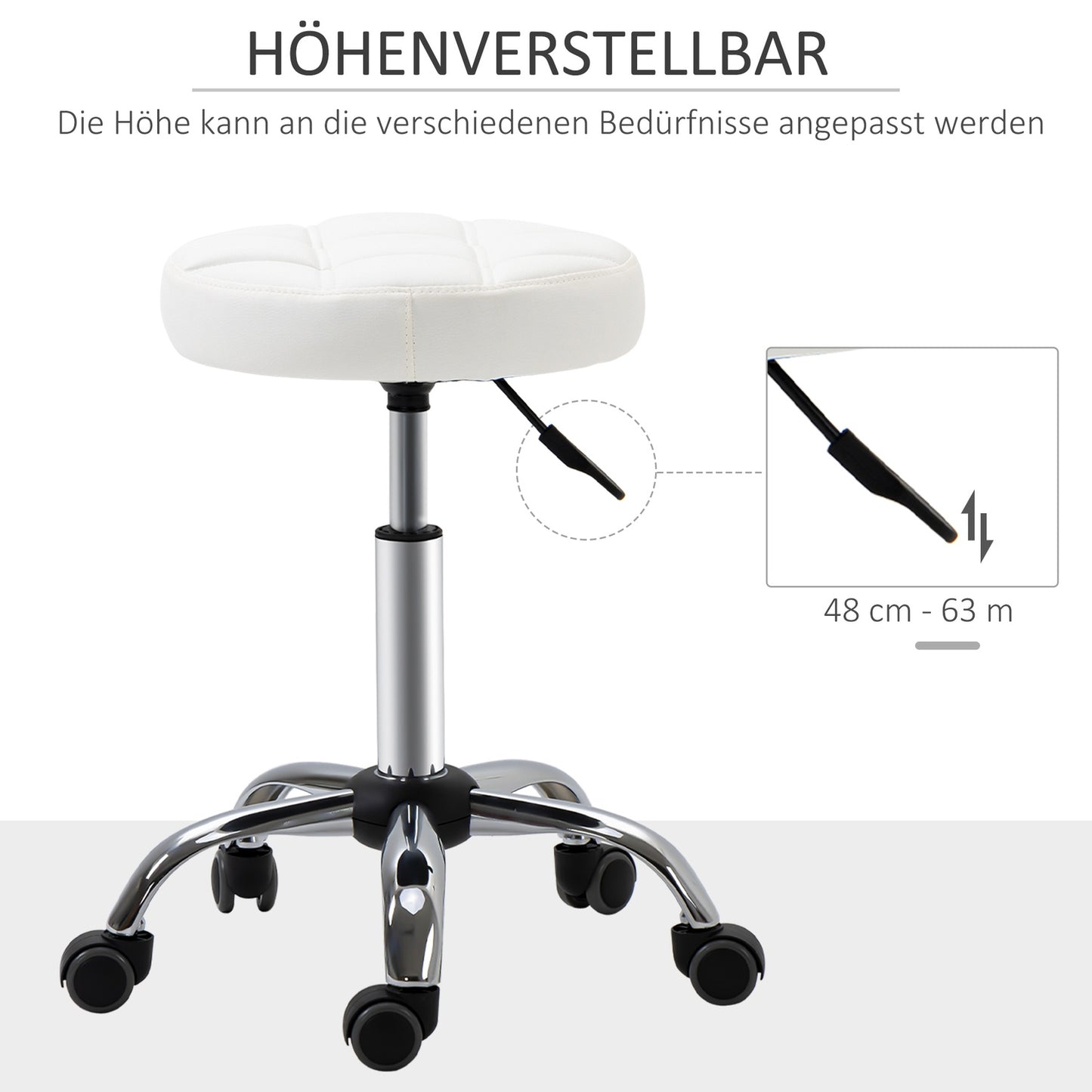 Adjustable white faux leather wheelchairs, set of 2