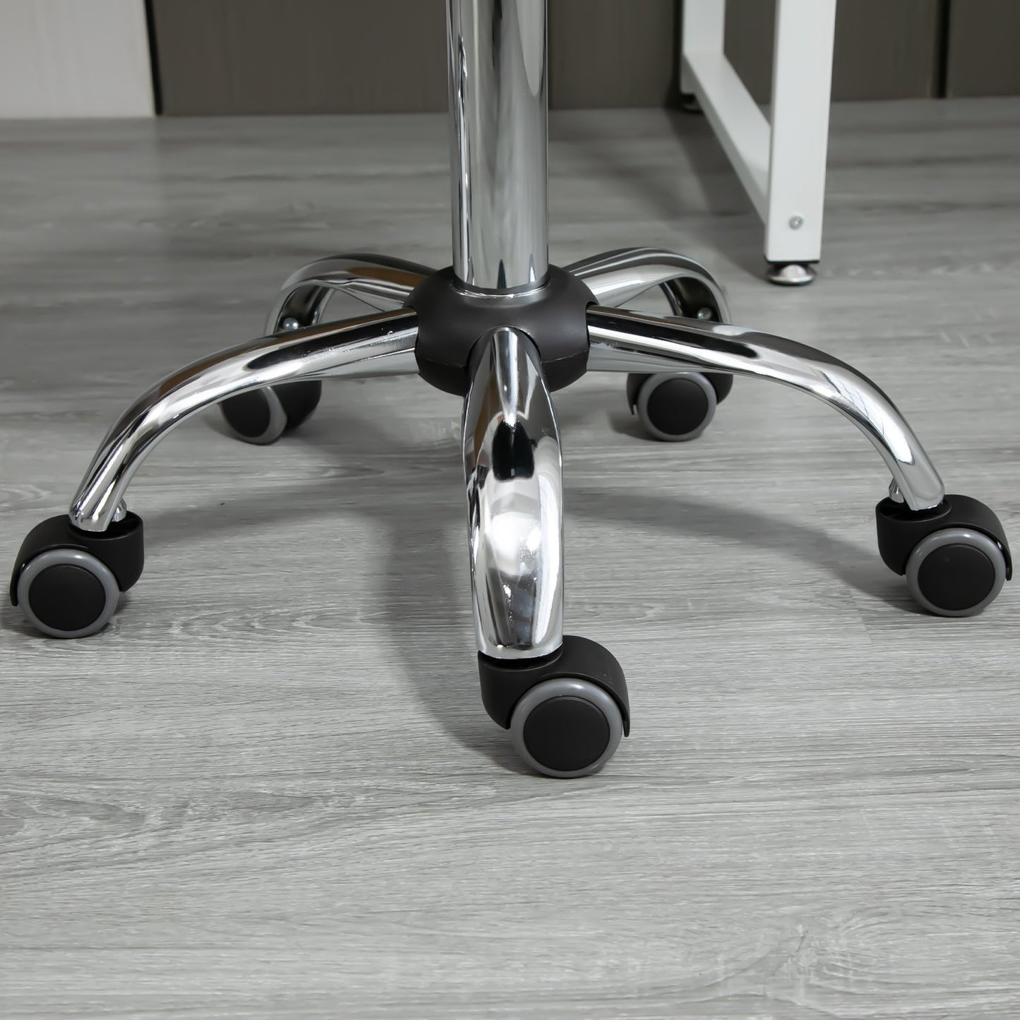 Adjustable white faux leather wheelchairs, set of 2