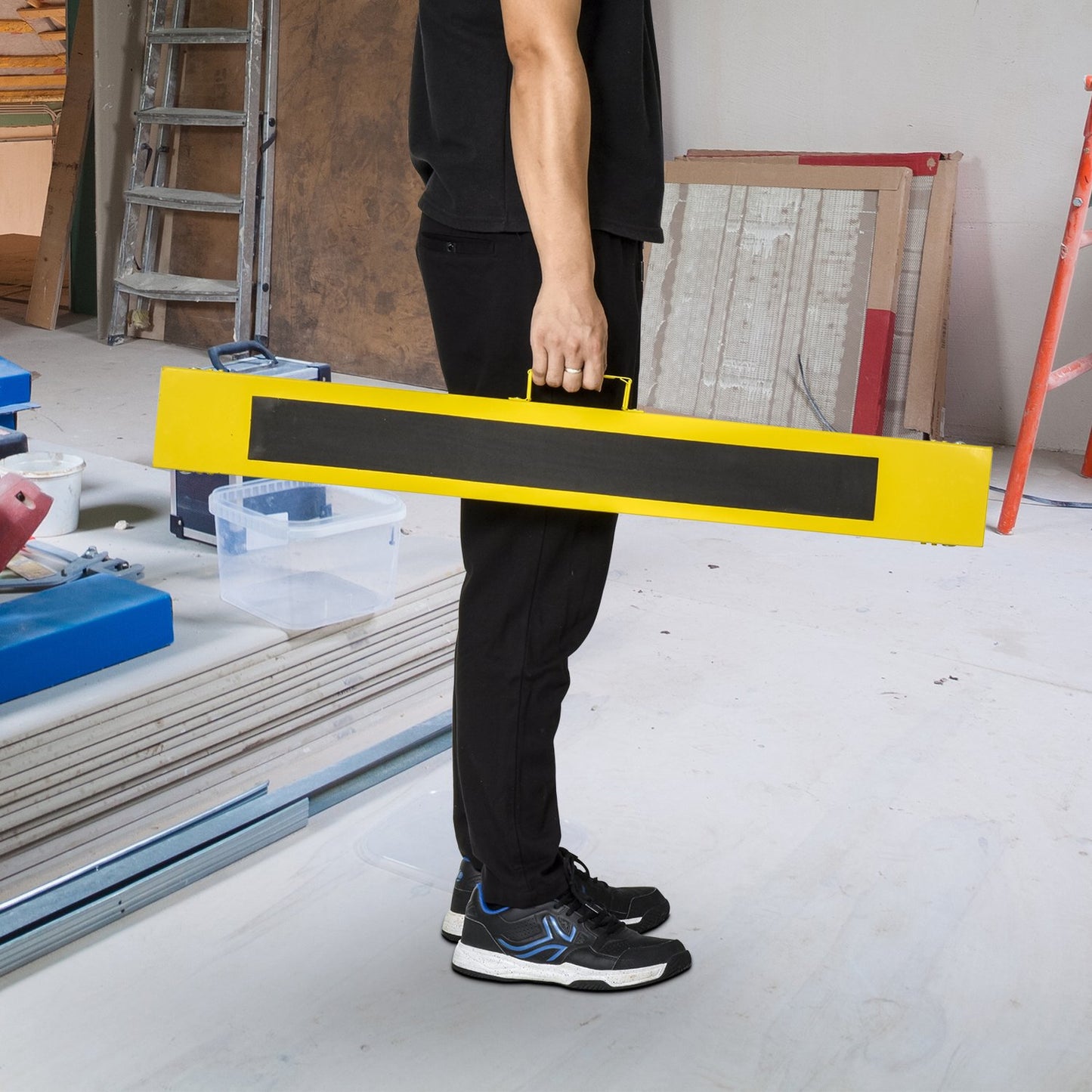 Folding steel sawhorse set, non-slip, adjustable height