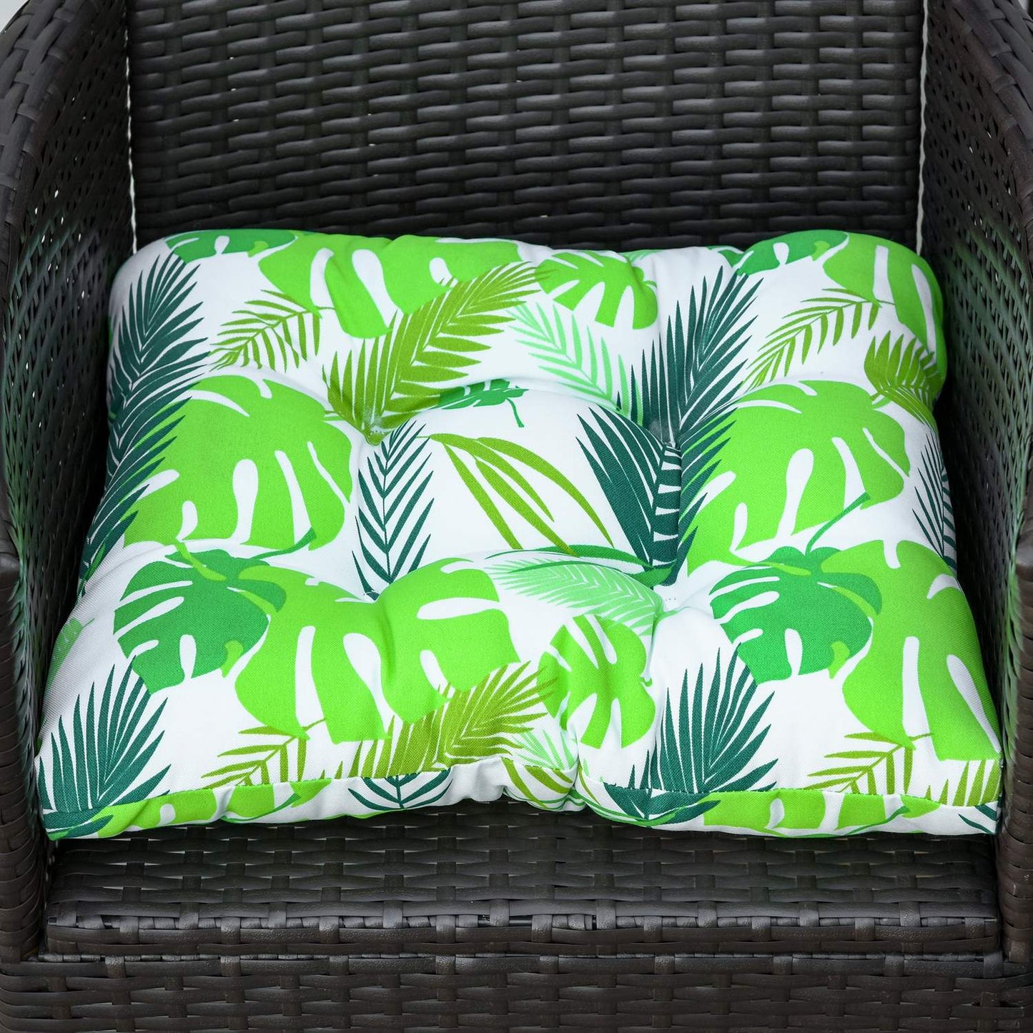 Green striped seat cushion set, Easy-Clean, 50x45x8 Cm