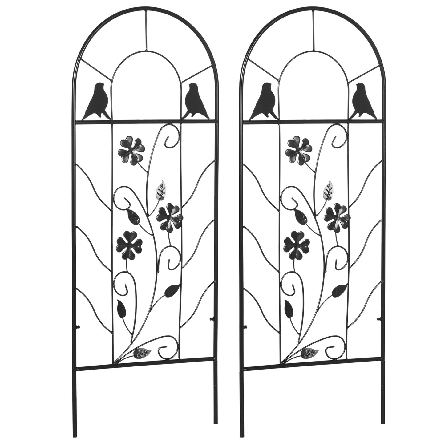 Metal trellis set for climbing plants - Black, 38x98 cm