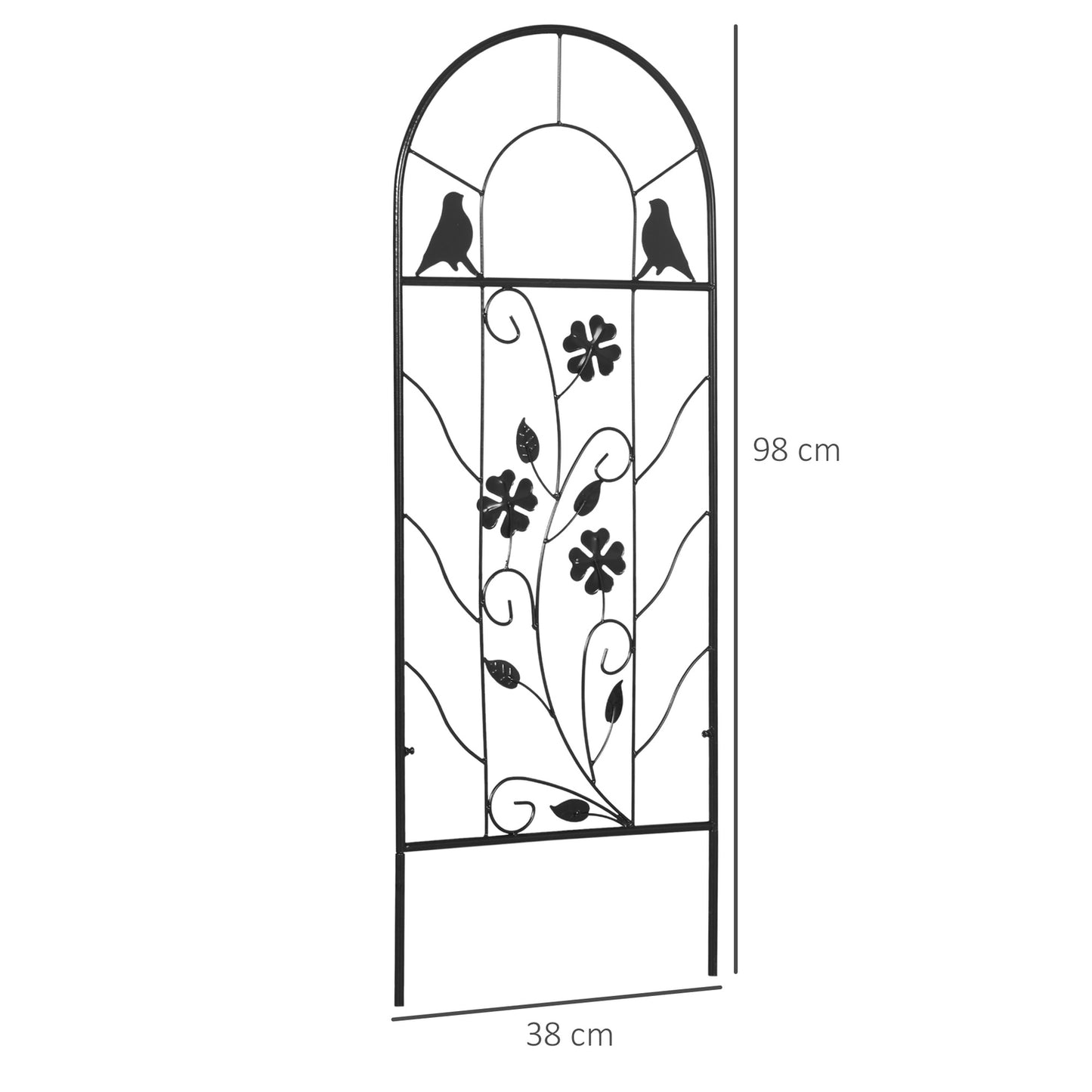 Metal trellis set for climbing plants - Black, 38x98 cm