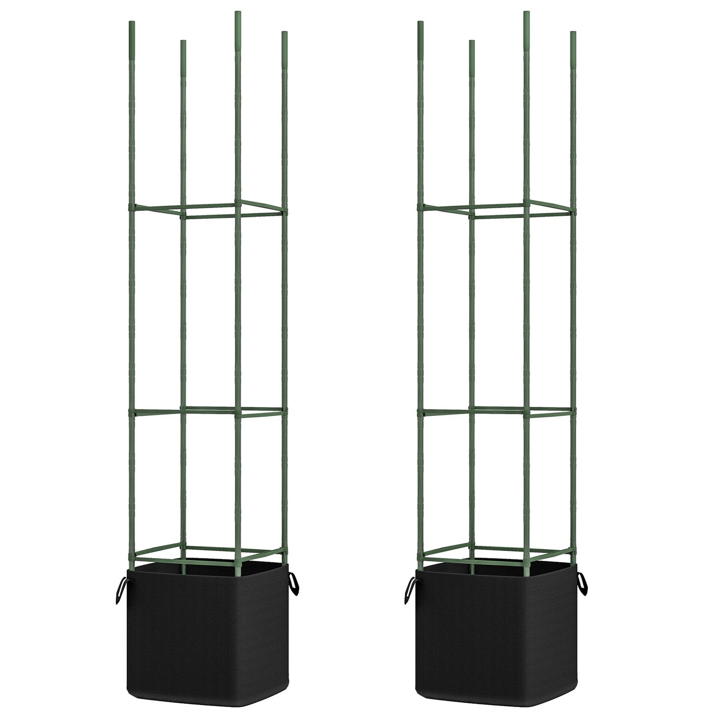 Flower Steel trellis set with grow bags - green (2-pack)